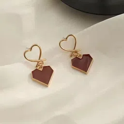 FIMBUL Gold-Plated Heart Shaped Drop Earrings-image-88