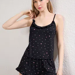 Trendyol Heart Printed Ruffled Night Suit-image-10