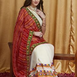 KAVINDI Bandhani Printed Pure Georgette Saree With Unstitched Blouse Pieces-image-20