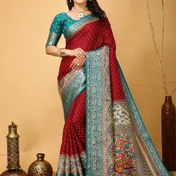 KALINI Bandhani Zari Art Silk Banarasi Saree-picture-28