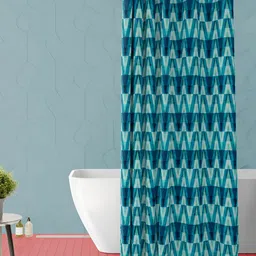 ArtzFolio Navy Blue & Green Printed Waterproof Shower Curtains-image-64
