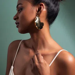 MINJI AND CO. Gold Plated Crescent Shaped Drop Earrings-16