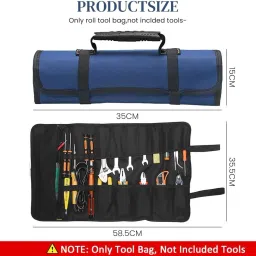 venzina 22 Pockets Tool Roll Bag Heavy Duty Roll Up Tools Bag Wrench Roll Tool Pouch Fabric Tool Bag image 2