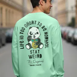 Bewakoof Men Graphic Printed Round Neck Pure Cotton Oversized T-shirt-image-60