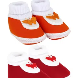 NESKA MODA 0 To 6 Months Set of 2 Pair Butterfly Newborn Soft Skin-Friendly Cotton Baby Booties-image-30