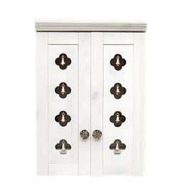 DZYN Furnitures White & Yellow Textured Wooden Ziantra Pooja Mandir With Door-1