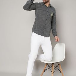 JAPER KURTI Relaxed Striped Spread Collar Pure Cotton Shirt-image-66