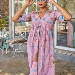 PEACH PIPER Women Floral Embroidered Cotton A-Line Dress-picture-16