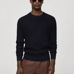 MANGO MAN Ribbed Round Neck Pullover-image-8