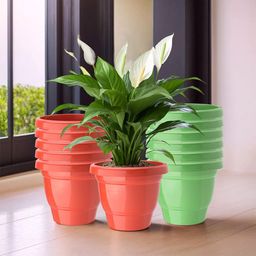 Kuber Industries Red & Green Set Of 12 Plastic 2-Layer Planters image 1