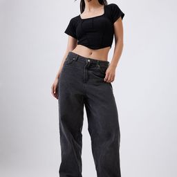 SZN Women Square Neck Ribbed Corset Crop Top-image-7