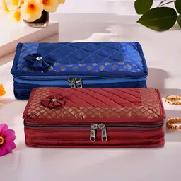 Myntra Elegant Homes Maroon & Blue 2 Pieces 7-Compartments Jewellery Organisers-image-67