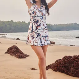 PURVAJA V-Neck Printed A-line Dresses-picture-31