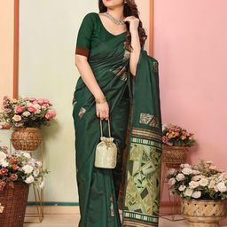 Moda Rapido Floral Zari Silk Blend Banarasi Saree-46