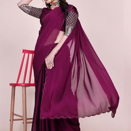 K 5 Fashion Embellished Pure Chiffon Maheshwari Saree-image-84