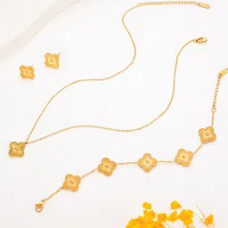 Designs & You Gold Plated Anti Tarnish Clover Jewellery Set-29