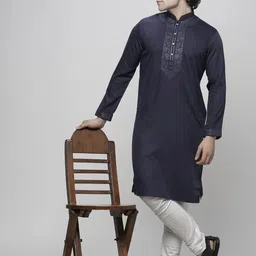 MAAHI FABS Men Yoke Design Regular Sequinned Kurta with Churidar-18