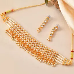 Anouk Gold-Plated Brass Artificial Beads Necklace & Earrings-image-42