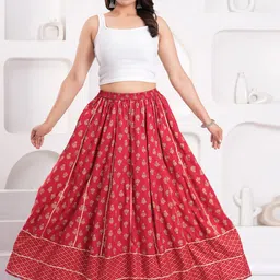 Clothy N Wave Printed Flared Maxi Skirt-image-29