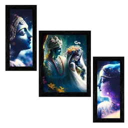 Indianara Grey & White 3 Piece Canvas Religious Wall Paintings-image-25