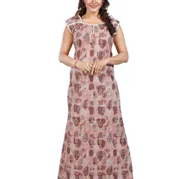 NIGHTY KING Women Ethnic Motifs Printed Maxi Nightdress-picture-8