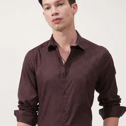 HIGHLANDER Self Design Spread Collar Long Sleeves Slim Fit Shirt-image-33