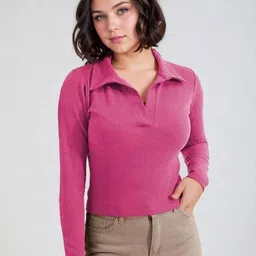 Stylecast X Kotty Women Solid Shirt Collar Long Sleeve Top-image-20