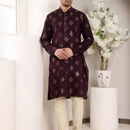 MULTI SHADES Men Ethnic Motifs Regular Kurta with Pyjamas-image-21