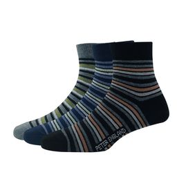 Peter England Men Pack Of 3 Striped Cotton Quarter Length  Socks-40
