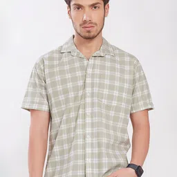 DIVISIVE Men Comfort Slim Fit Tartan Checked Spread Collar Cotton Casual Shirt-picture-40