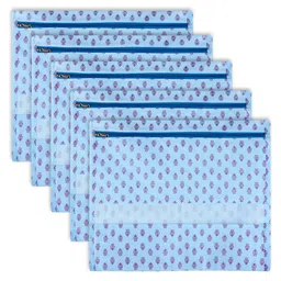 Kuber Industries Sky Blue Pack of 5 Floral-Printed Non-Woven Multi-Utility Organisers-33