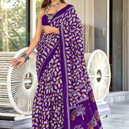 HMP Fashion Women Ajrak Block Ikat Saree-image-68