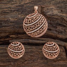 Kushal's Fashion Jewellery White Rose Gold-Plated Party Zircon Pendant Set-16