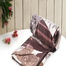 RRC Brown Floral Printed AC Room 300 GSM Double Bed Dohar With 2 Pillow Covers-image-56