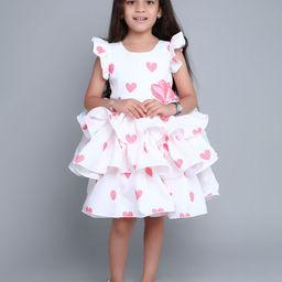 Pink Chick Print Flutter Sleeve Fit & Flare Dress-picture-39