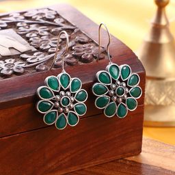 SOHI The Anahita Silver-Plated Stones Studded Drop Earrings-12