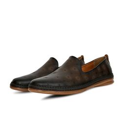Big Boon Men Textured Loafers with Laser Cuts-image-60