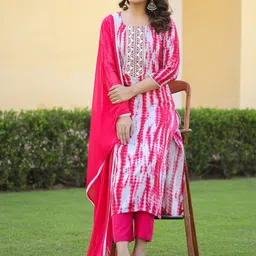 gosriki KALINI Ombre Dyed Thread Work Kurta & Trousers With Dupatta image 2