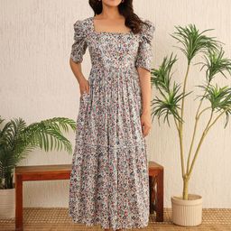 NOUN Floral Print Fit & Flare Maxi Dress-image-9