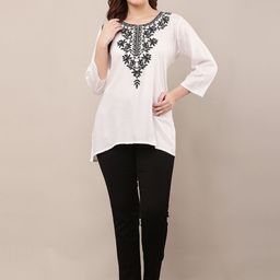STYLERISE Ethnic Motifs Embroidered Thread Work Short Kurti-image-13