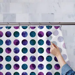 ArtzFolio White & Blue Geometric Printed Waterproof Shower Curtains-image-86