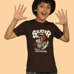 NUSYL Boys Graphic Printed Round Neck Short Sleeves Cotton T-shirt-image-49