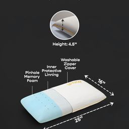 SleepyCat White Set of 2 Memory Foam Filled Cotton Sleep Pillow image 5