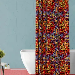 ArtzFolio Yellow & Red Printed Waterproof Shower Curtain-4