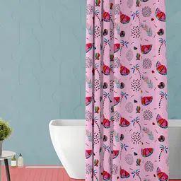 ArtzFolio Pink & Red Printed Waterproof Shower Curtain-image-9