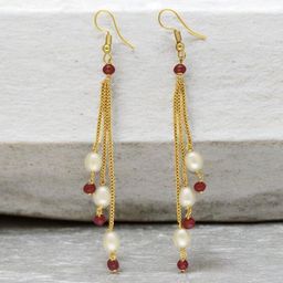 Sri Jagdamba Pearls Dealer Adora Gold-Plated Pearls Beaded Contemporary Drop Earrings-56