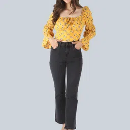 PRETTY LOVING THING Floral Print Bell Sleeve Blouson Top-image-85