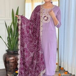 HERE&NOW Women Ethnic Motifs Embroidered Regular Thread Work Kurta with Trousers & With Dupatta-picture-8