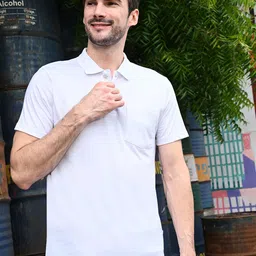 KOR Men Solid Polo Collar Cotton T-shirt-picture-16