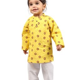 MAMA AND PEACHES Kids Animal Printed Pure Cotton Kurta with Trouser-image-86